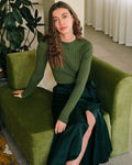 Ribbed Knit Sweater with Round Neck