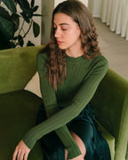Ribbed Knit Sweater with Round Neck