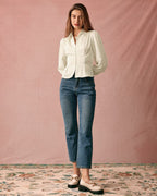 Elegant Satin Blouse with Solid Collar and Puff Sleeves