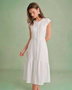Classic Solid Color Midi Dress with Lapel