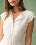 Classic Solid Color Midi Dress with Lapel