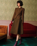 Classic Single-Breasted Tweed Jacket in Solid Retro Style