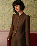 Classic Single-Breasted Tweed Jacket in Solid Retro Style