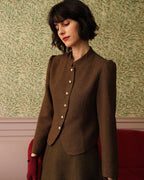 Classic Single-Breasted Tweed Jacket in Solid Retro Style