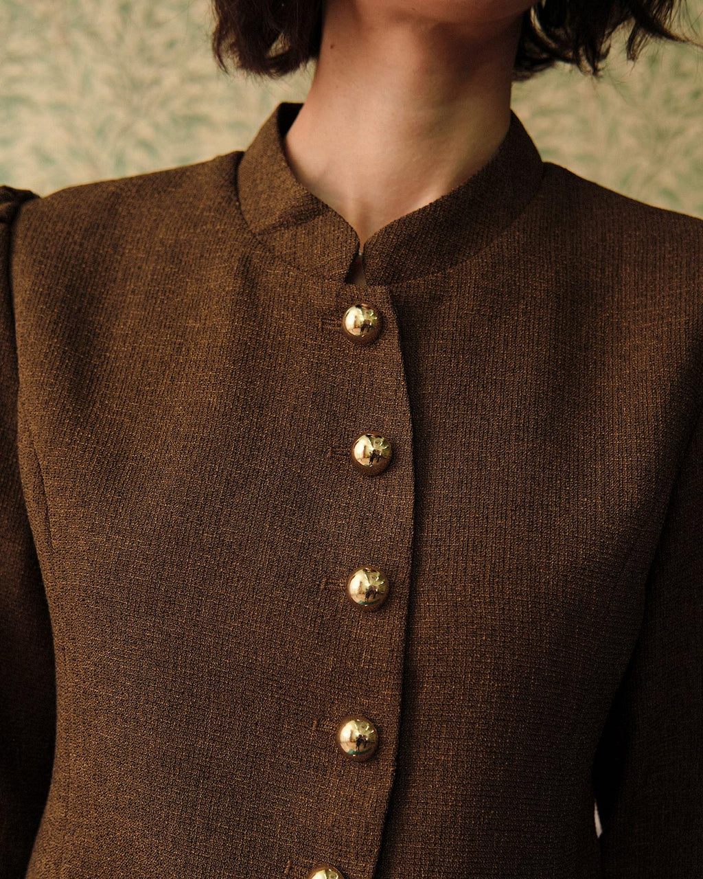 Classic Single-Breasted Tweed Jacket in Solid Retro Style