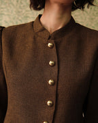 Classic Single-Breasted Tweed Jacket in Solid Retro Style