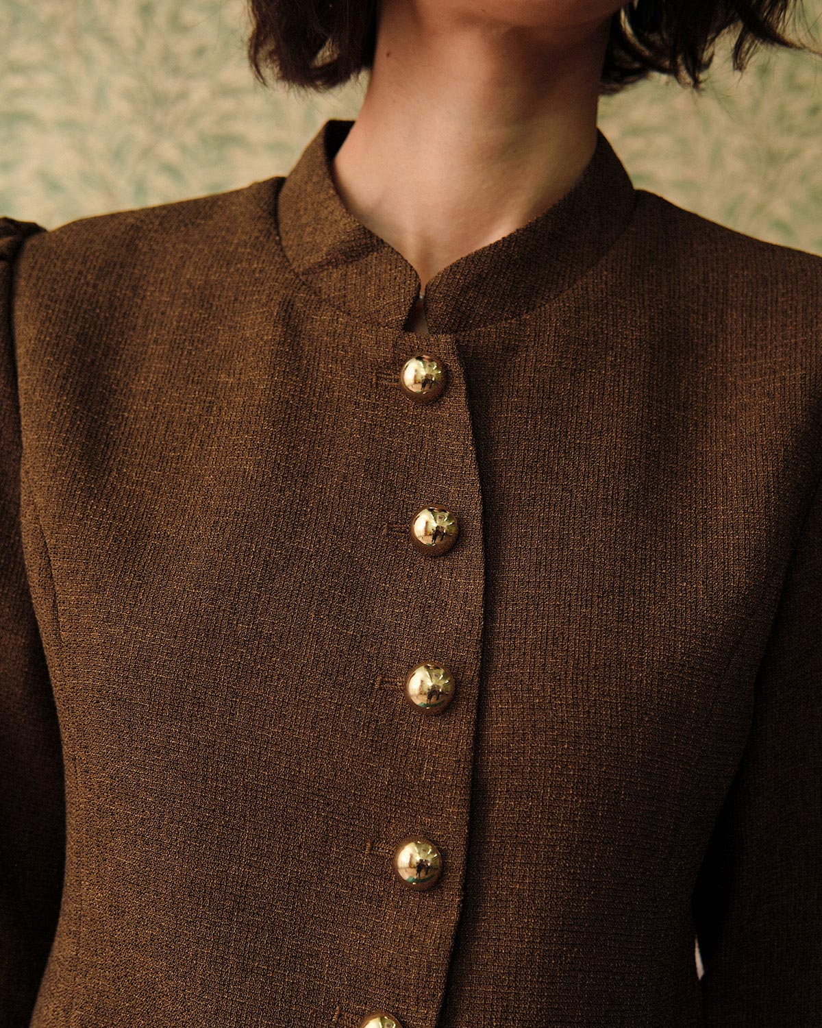 Classic Single-Breasted Tweed Jacket in Solid Retro Style