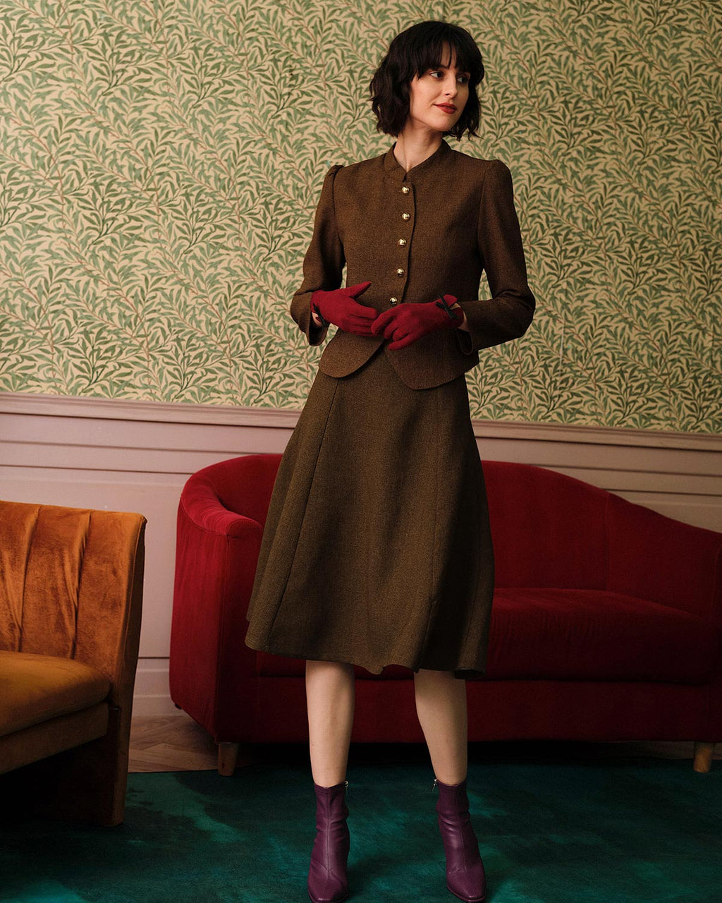 Classic High-Waisted Tweed Skirt