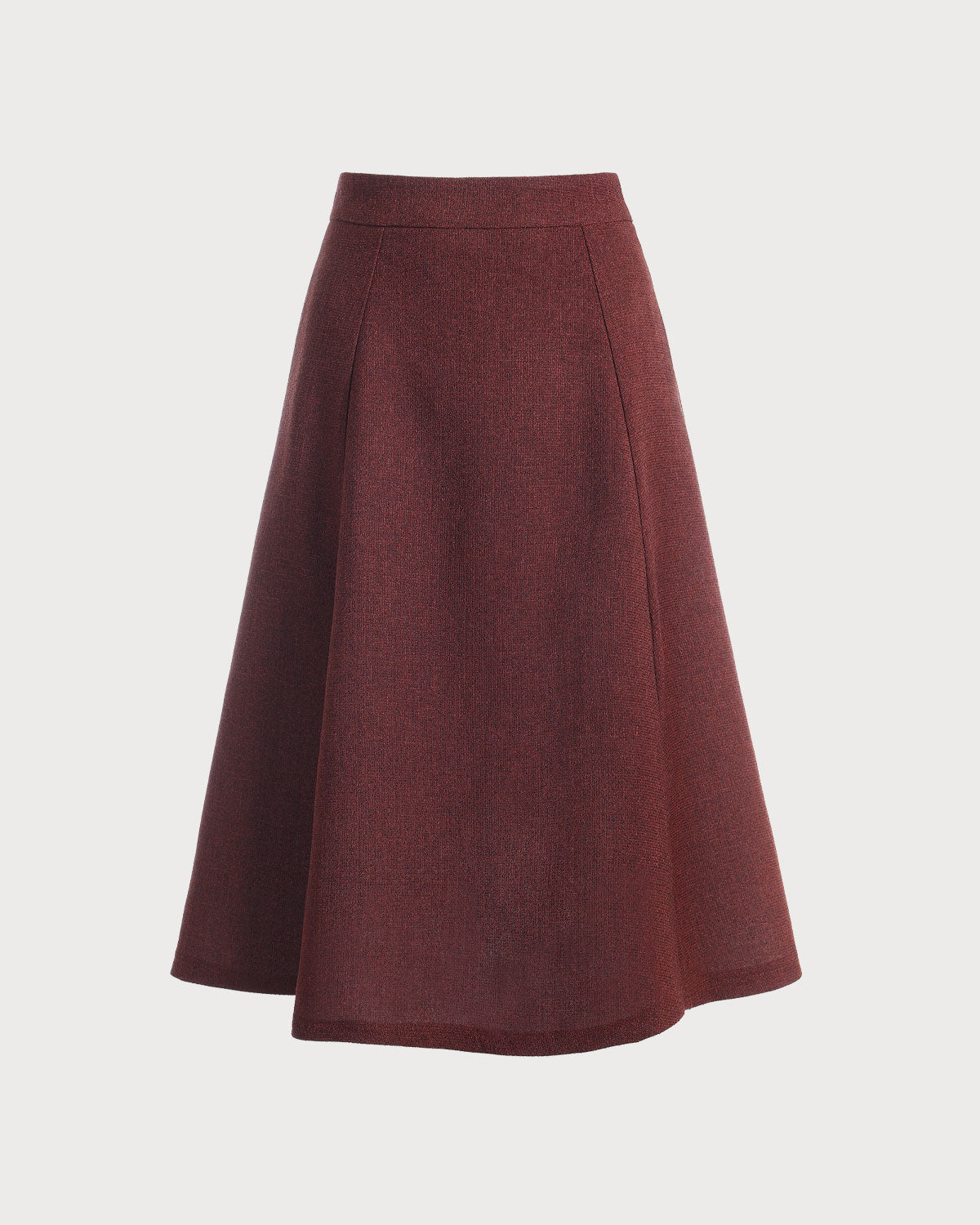 Burgundy High-Waisted Tweed Skirt