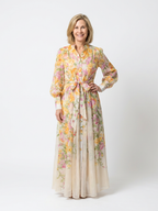 Cressida | Floral Transparente Langarm Maxi-Kleid