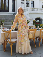 Cressida | Floral Transparente Langarm Maxi-Kleid