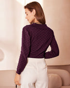 Knitted Tee with Purple Pearl Buttons