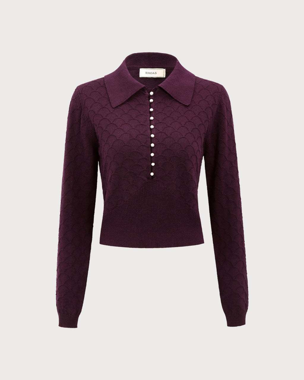 Knitted Tee with Purple Pearl Buttons