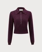 Knitted Tee with Purple Pearl Buttons
