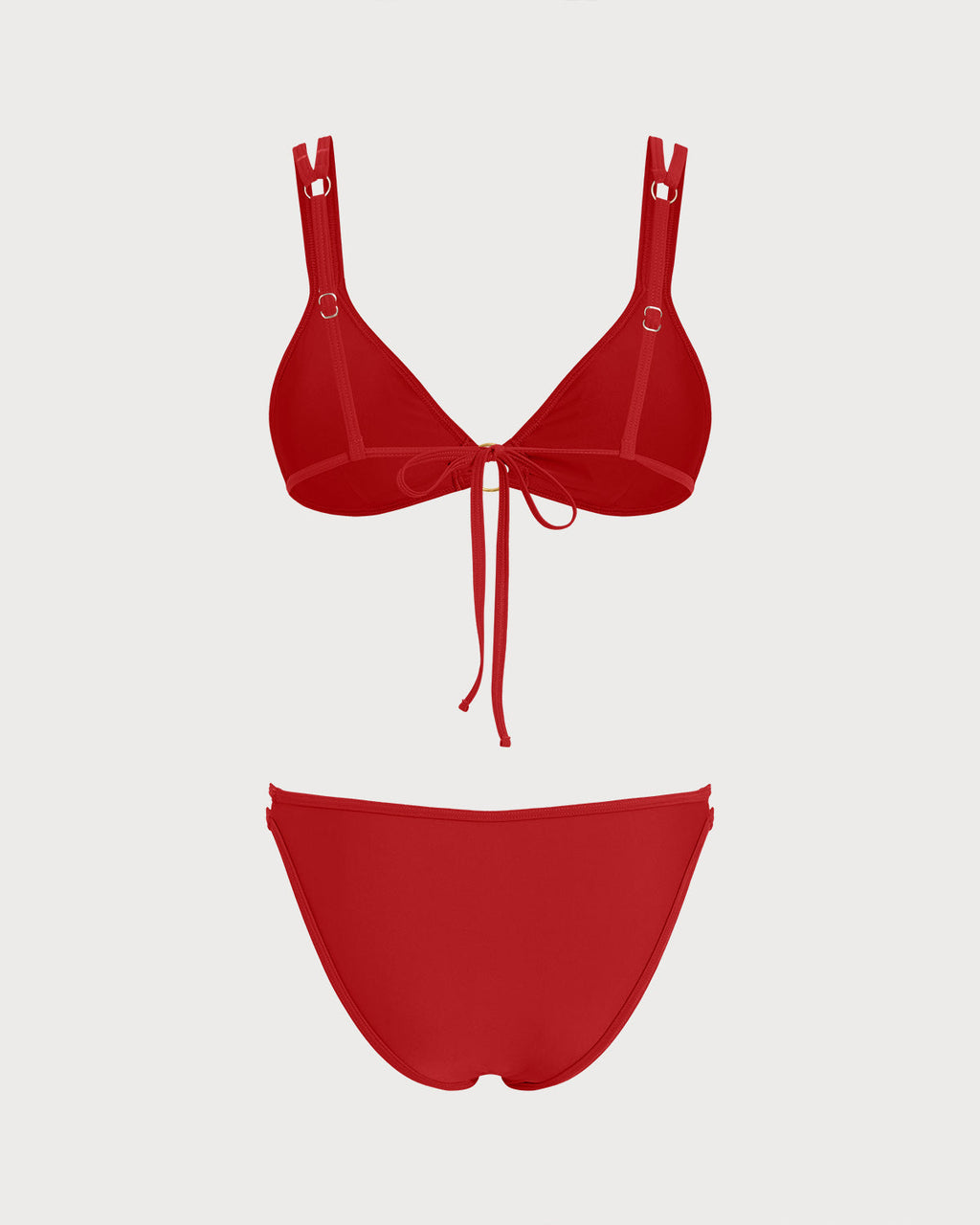 Crimson Triangle Bikini Set with O-Ring Details