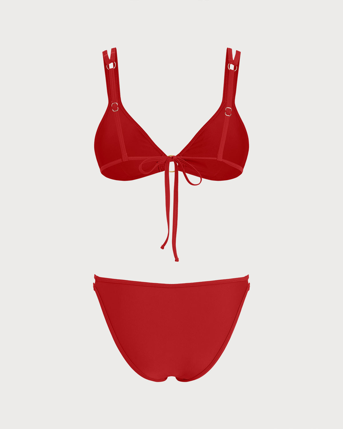 Crimson Triangle Bikini Set with O-Ring Details
