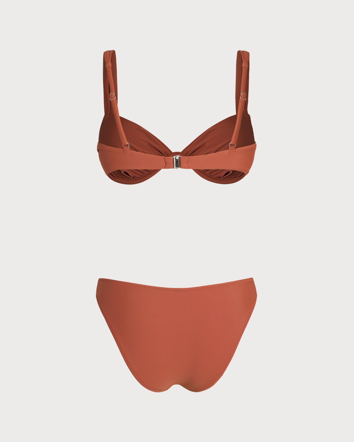 Solid Brick Red Underwire Bikini Set