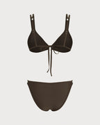 Coffee Triangle O-Ring Bikini Ensemble
