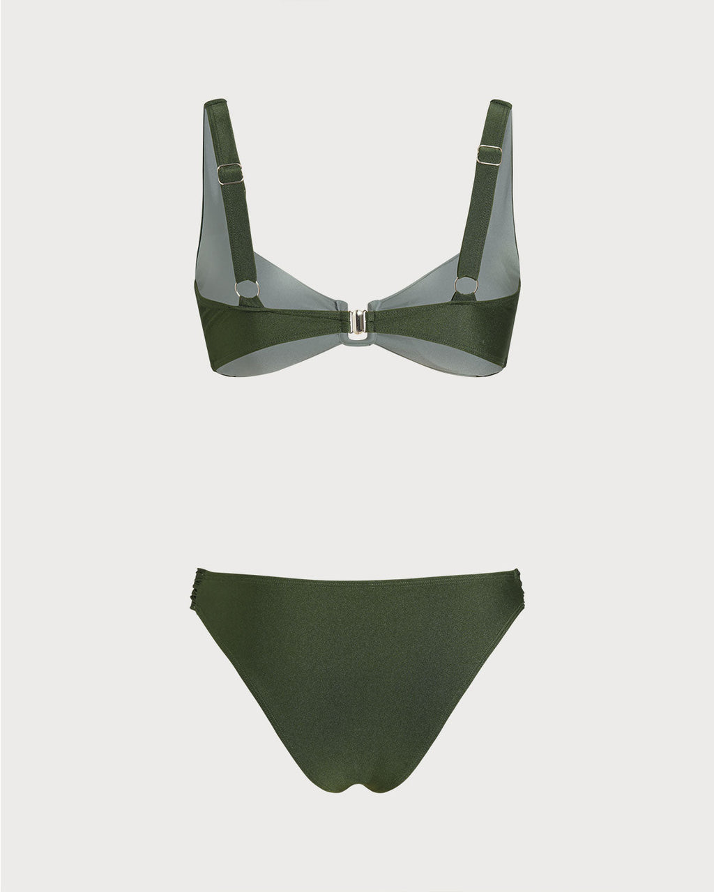 Green Bralette Bikini Set with Contrasting Details
