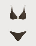 Coffee Triangle O-Ring Bikini Ensemble
