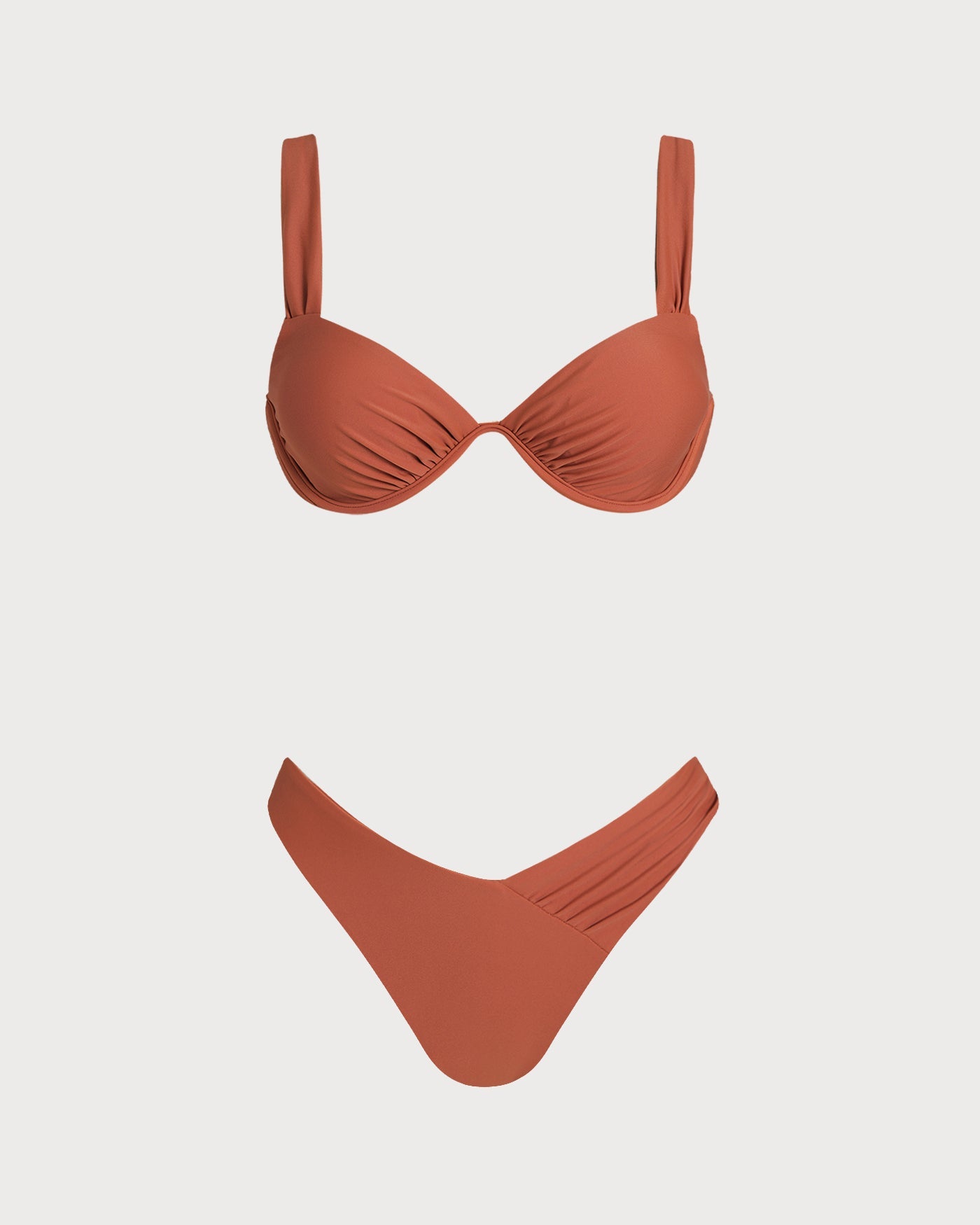 Solid Brick Red Underwire Bikini Set