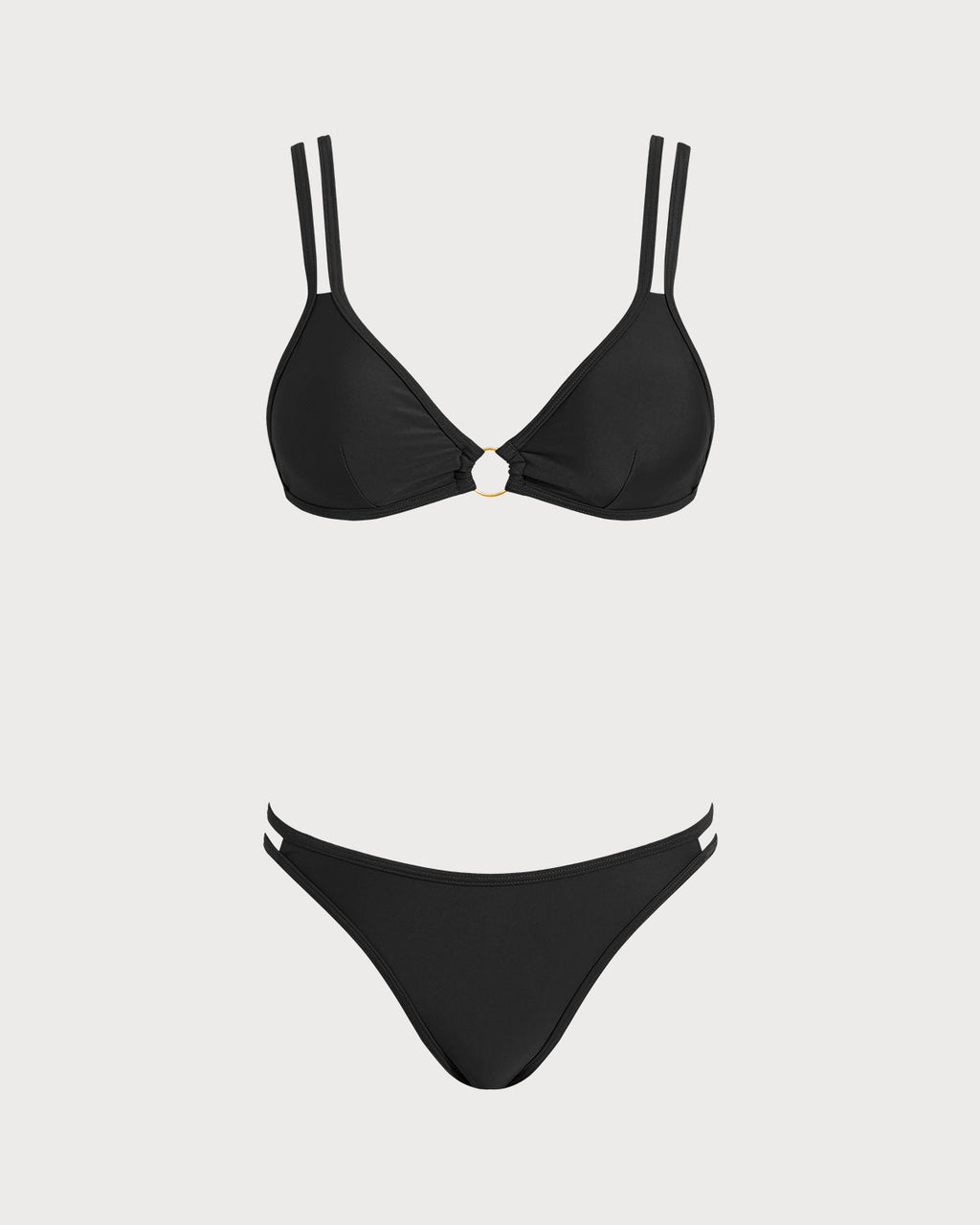 Triangle Bikini Set with Black O-Ring Detail