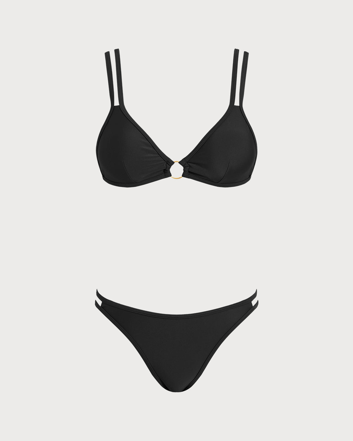 Triangle Bikini Set with Black O-Ring Detail