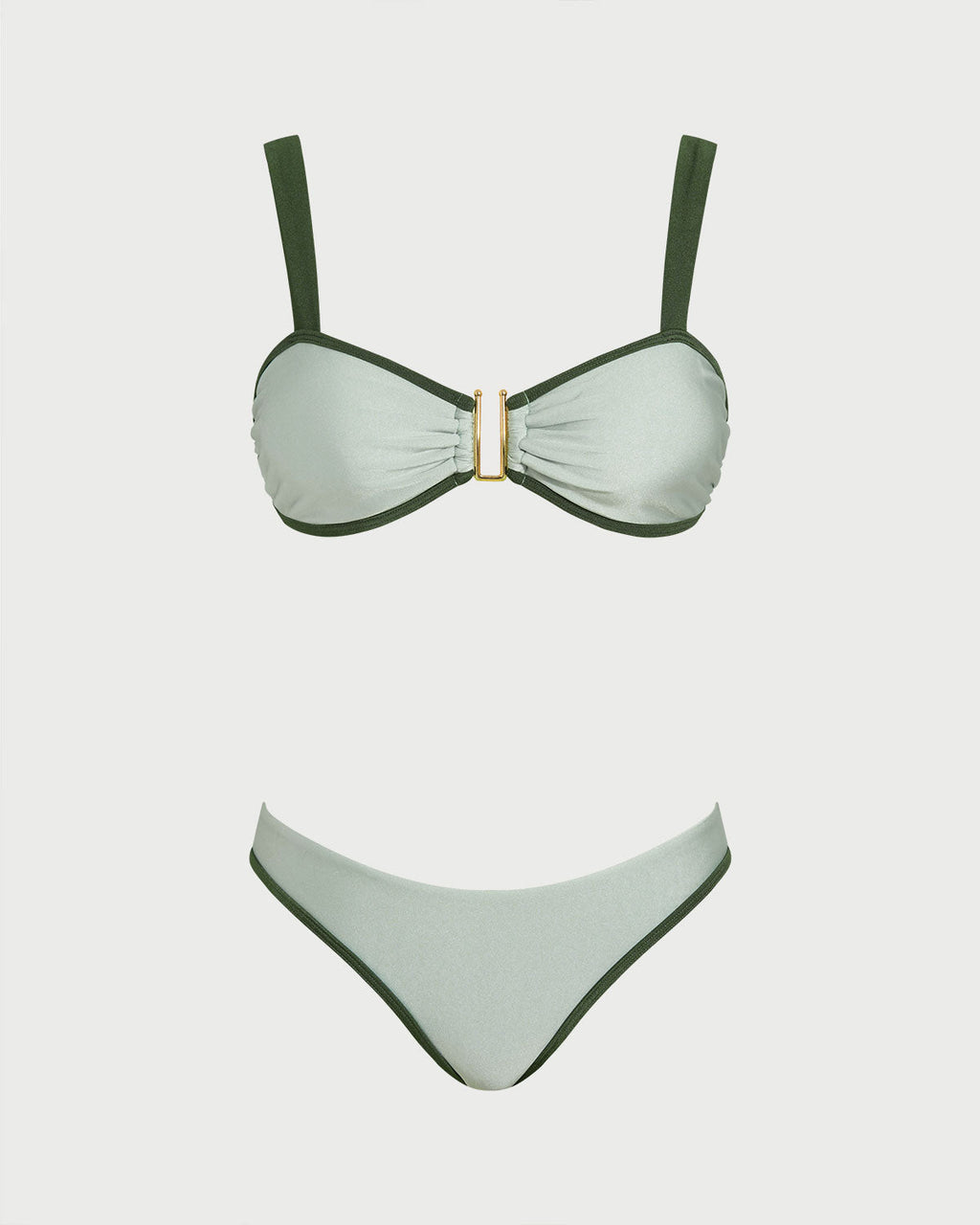 Green Two-Tone Bandeau Bikini Set