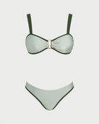 Green Two-Tone Bandeau Bikini Set