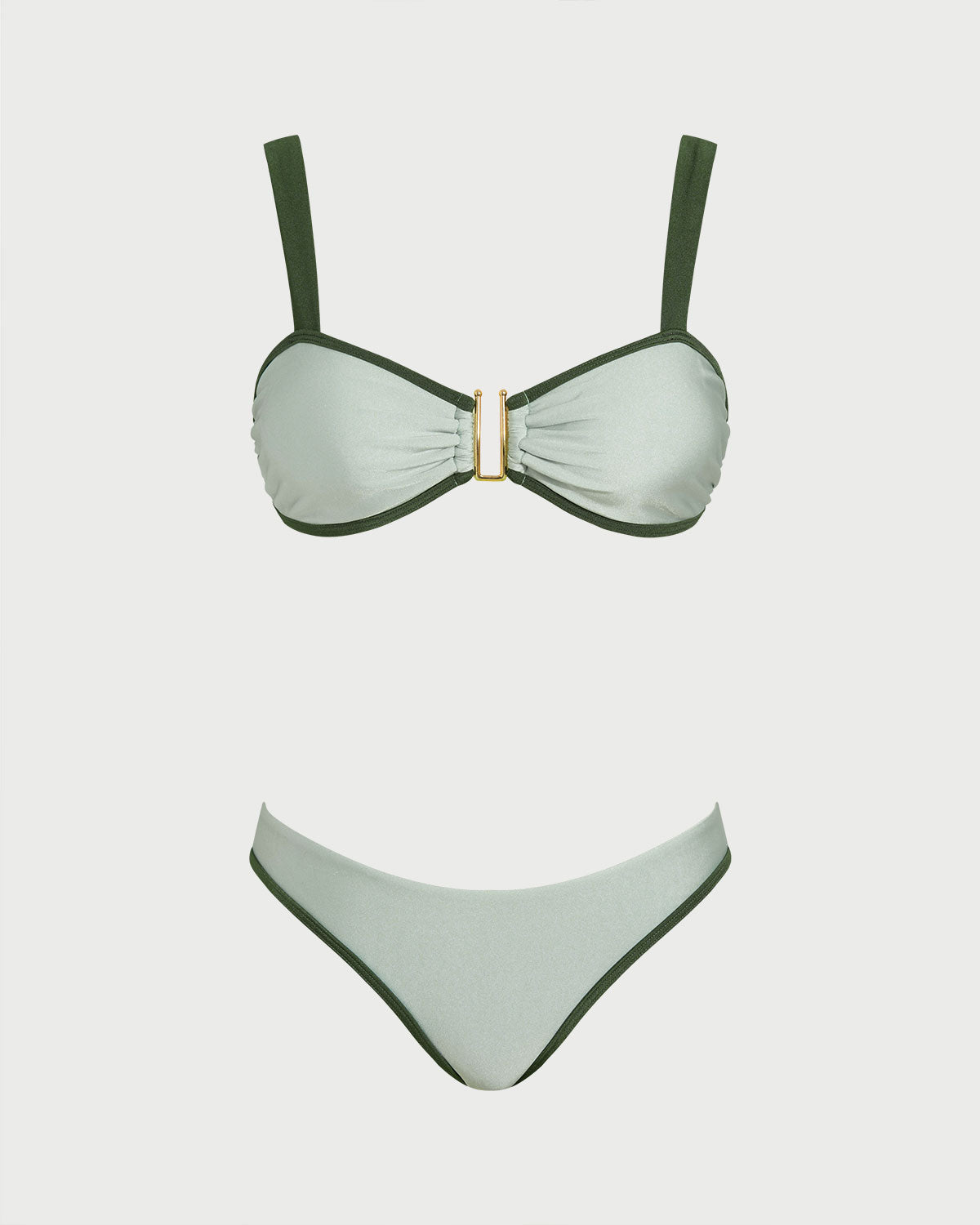 Green Two-Tone Bandeau Bikini Set