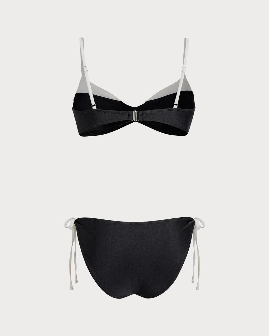 Black Bralette Bikini Set with Contrasting Details