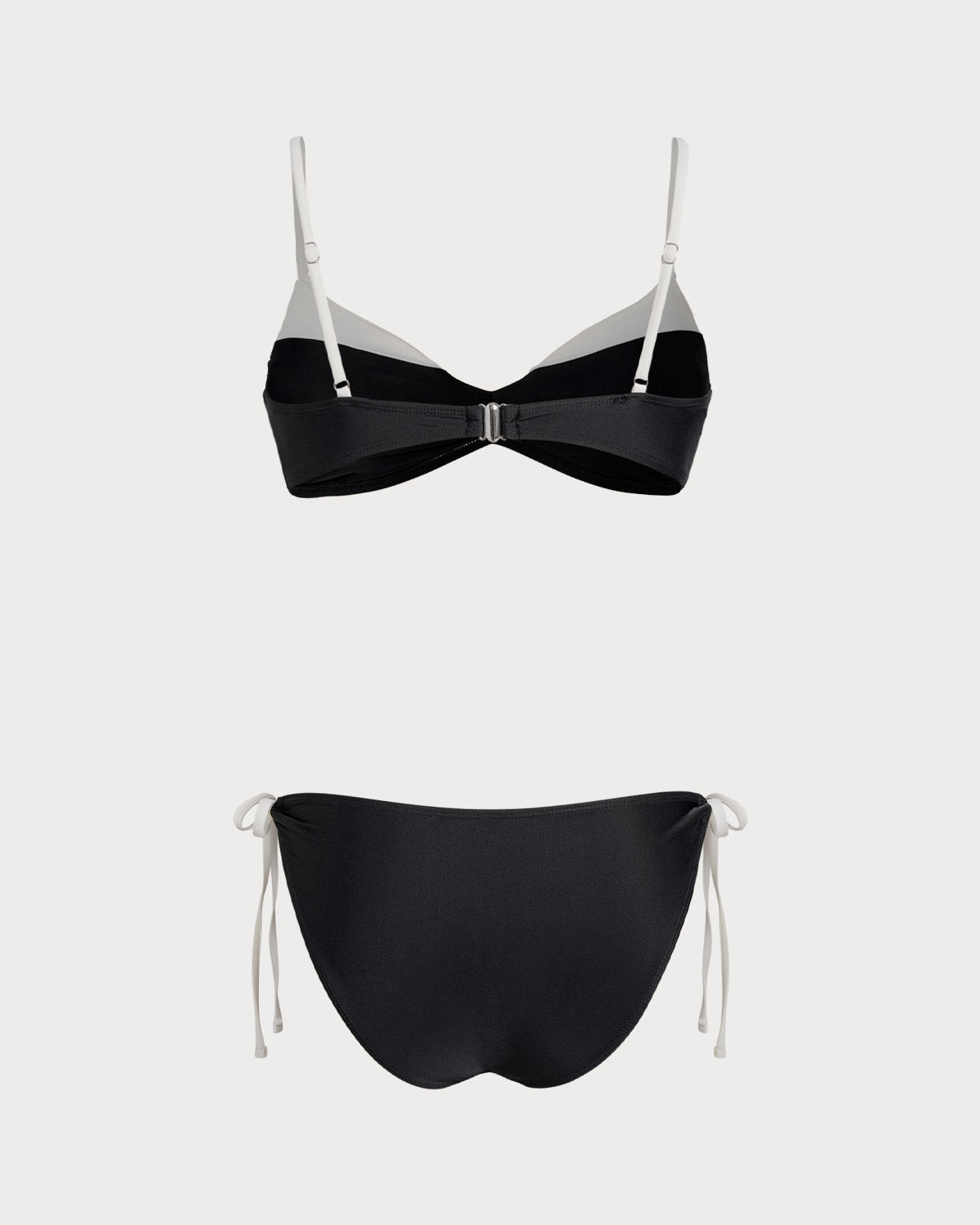Black Bralette Bikini Set with Contrasting Details