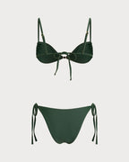 Emerald Triangle Drawstring Bikini Sets