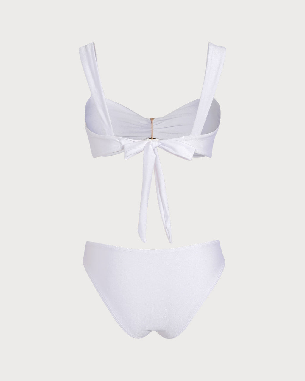 White Sweetheart Neckline Drawstring Bikini Set