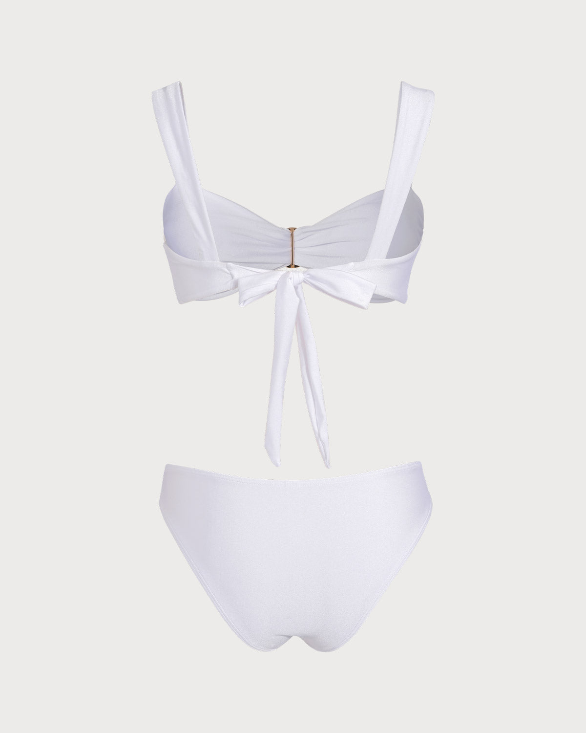 White Sweetheart Neckline Drawstring Bikini Set