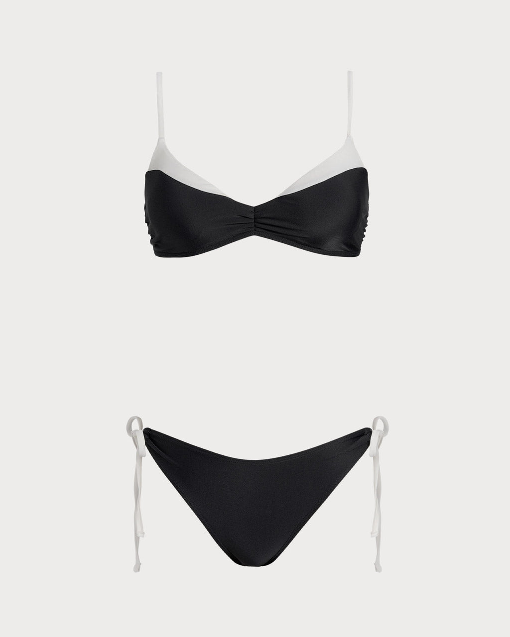 Black Bralette Bikini Set with Contrasting Details