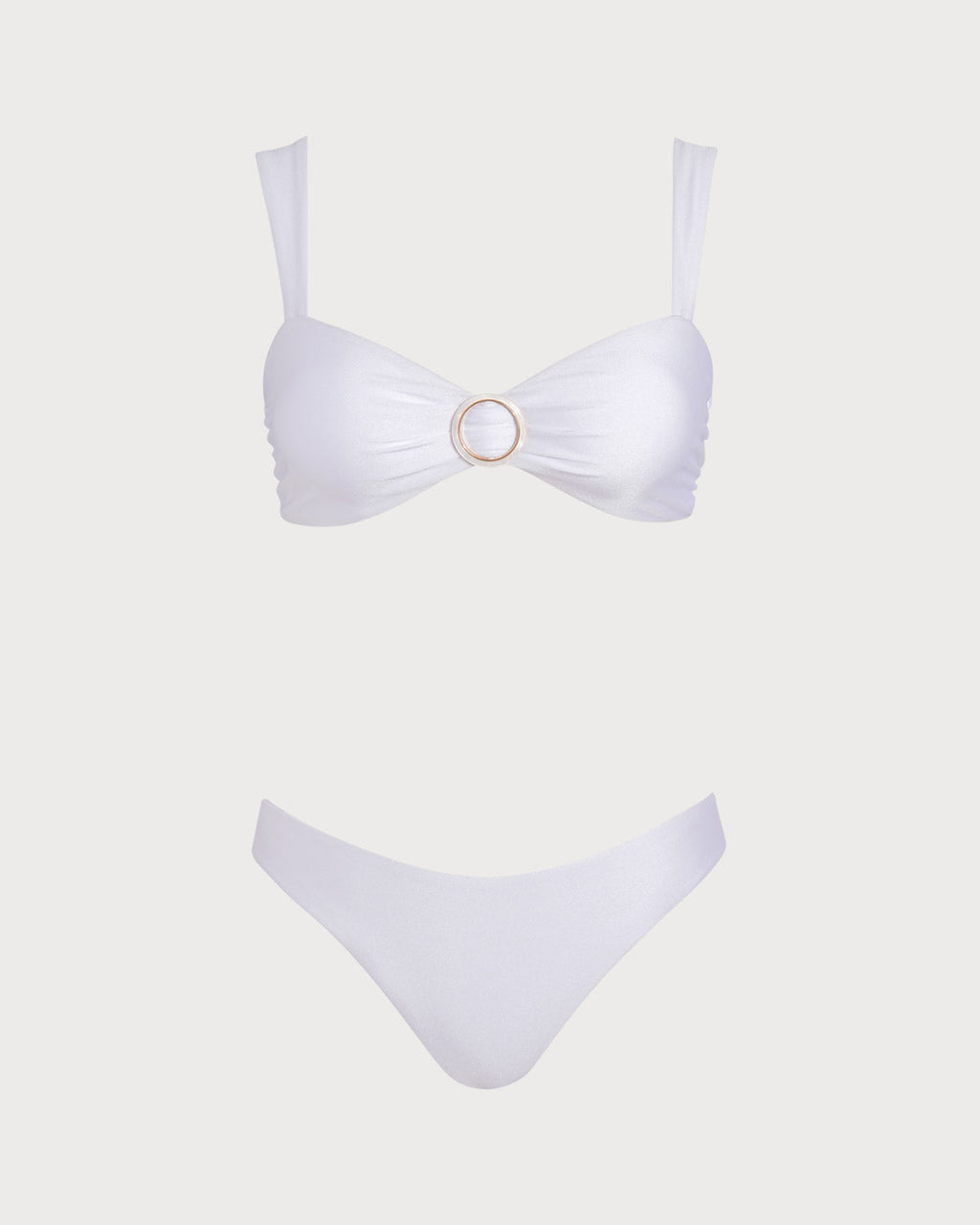 White Sweetheart Neckline Drawstring Bikini Set