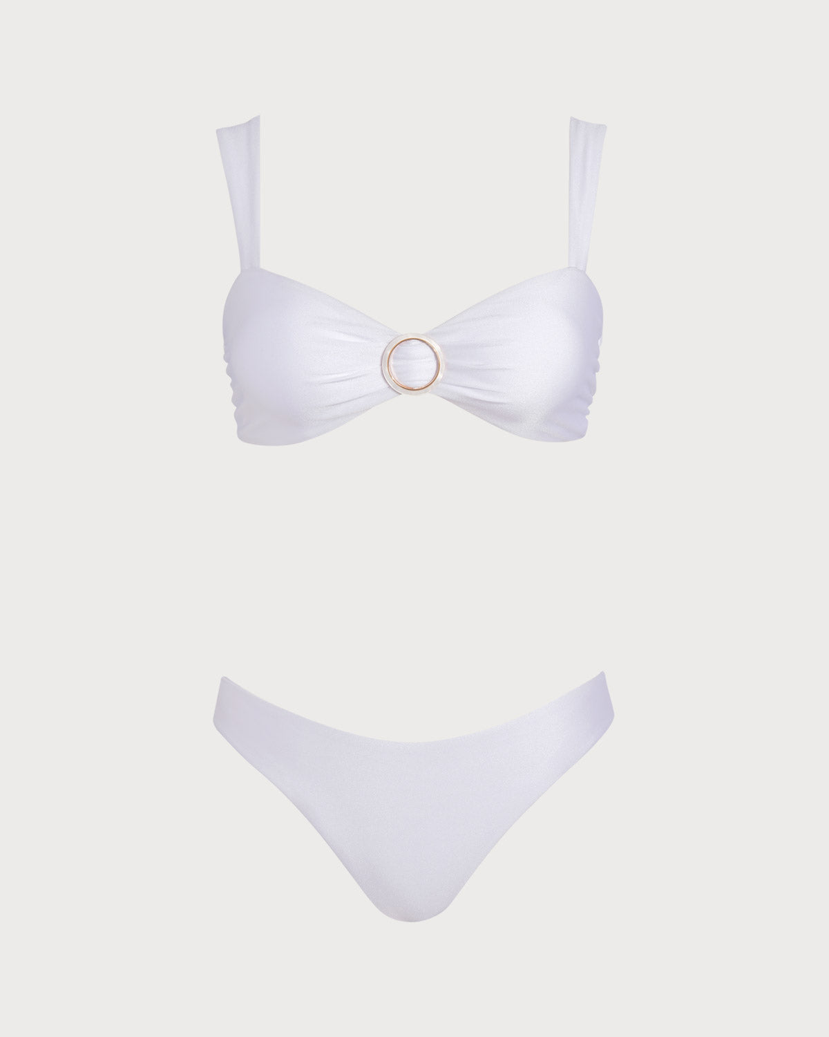White Sweetheart Neckline Drawstring Bikini Set