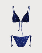 Blue Polka Dot Bralette Bikini Set
