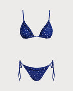 Blue Polka Dot Bralette Bikini Set