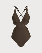 Coffee & Cross One-Piece Swimsuit