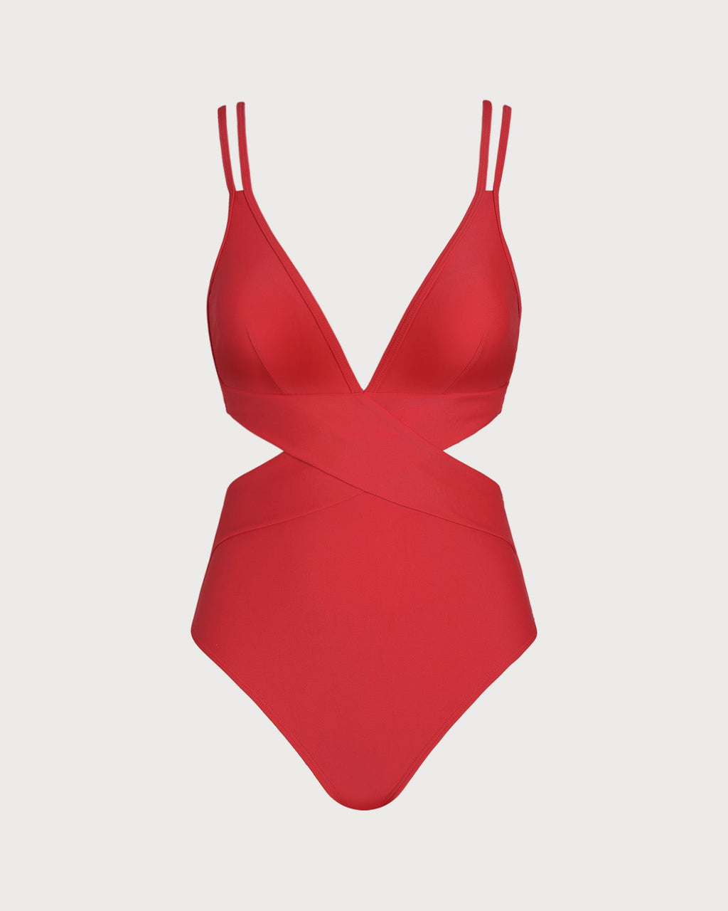 Crimson V-Neck Bralette Swimsuit