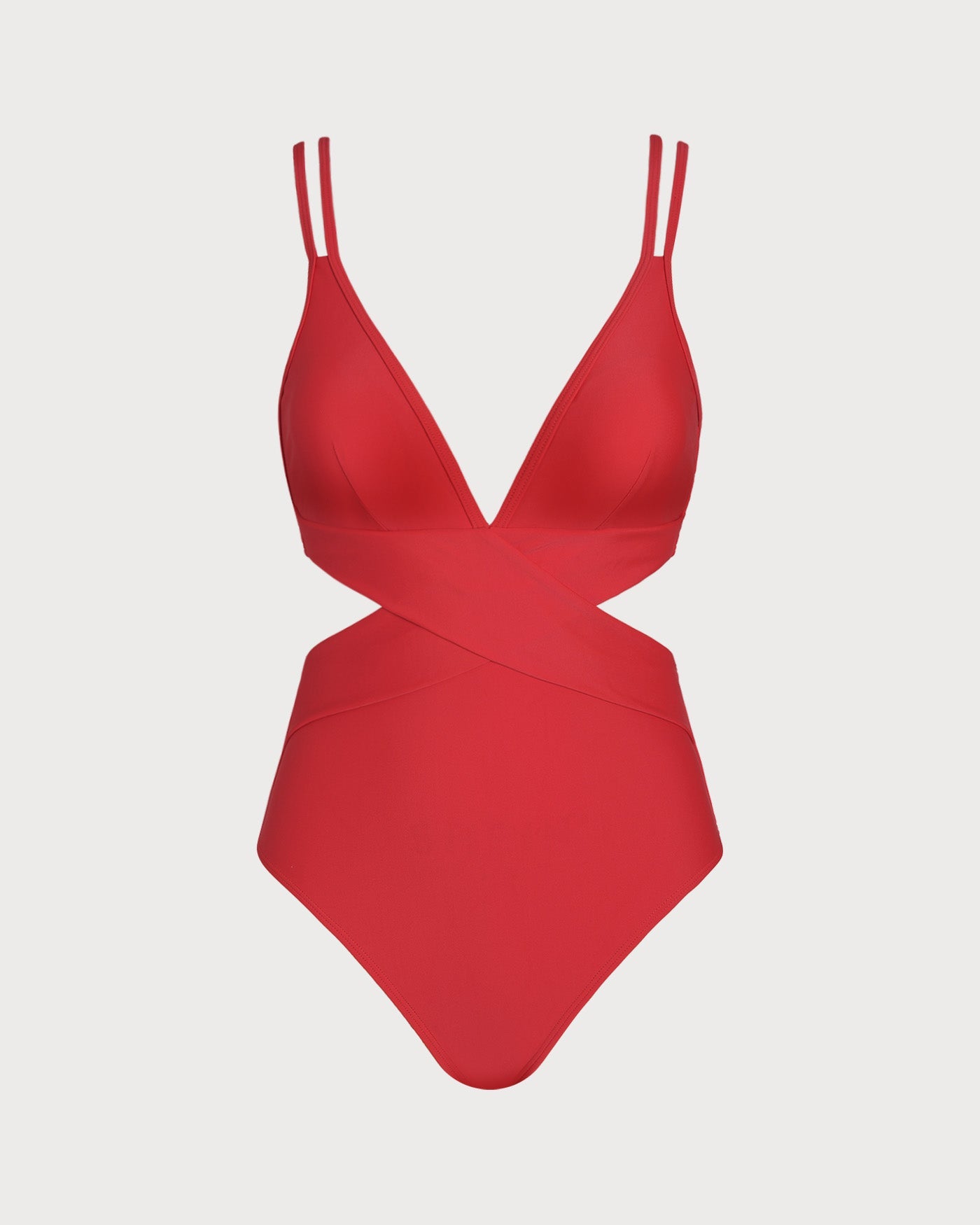 Crimson V-Neck Bralette Swimsuit