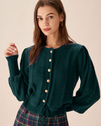 Green Lantern Knit Cardigan with Sleeve Design