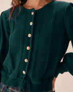 Green Lantern Knit Cardigan with Sleeve Design