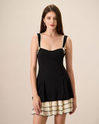 Black Knit Bodycon Mini Dress for Women