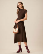 Reversible Coffee-Colored Bodycon Sweater Dress