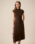 Reversible Coffee-Colored Bodycon Sweater Dress