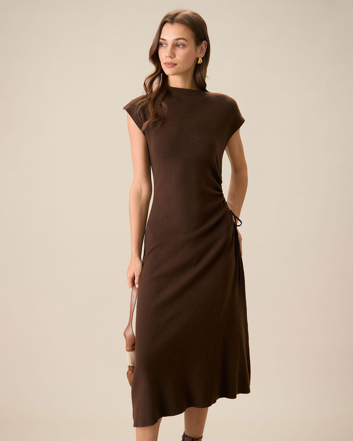 Reversible Coffee-Colored Bodycon Sweater Dress