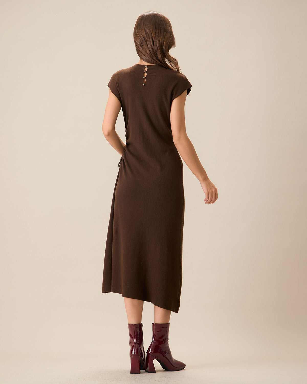 Reversible Coffee-Colored Bodycon Sweater Dress